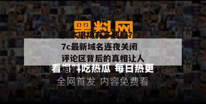 资本退场有多残酷?17c最新域名连夜关闭评论区背后的真相让人胆寒